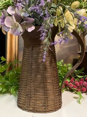 COPPER Pitcher Woven - VINTAGE - 9” Tall x 9” Wide